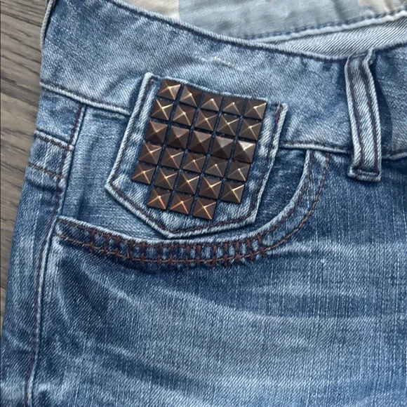 Guess | Vintage Y2K Stretch Light Blue Embellished Studded Skinny Jeans Size 27 - Picture 4 of 16